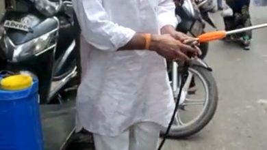 District head got sanitizer in main market