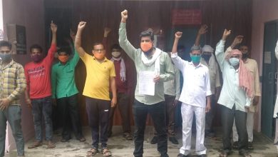 Demonstration by Bharatiya Kisan Sangh activists in Dhampur over demands