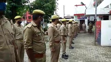 Police in-charge Dinesh Goud administered oath to policemen on Anti-Terrorism Day