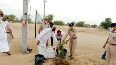 Bikaner SP Preeti Chandra planted saplings in Police Station Seruna
