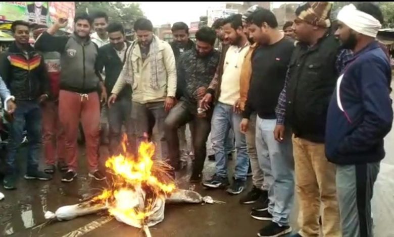 BJP workers burnt effigy of Punjab Chief Minister