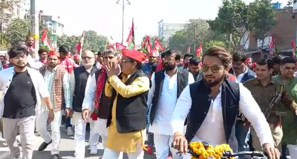 Roadshow of SP candidate Rajkumar alias Raju Yadav