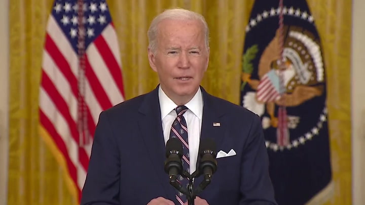US President Joe Biden spoke amid Russia's attack